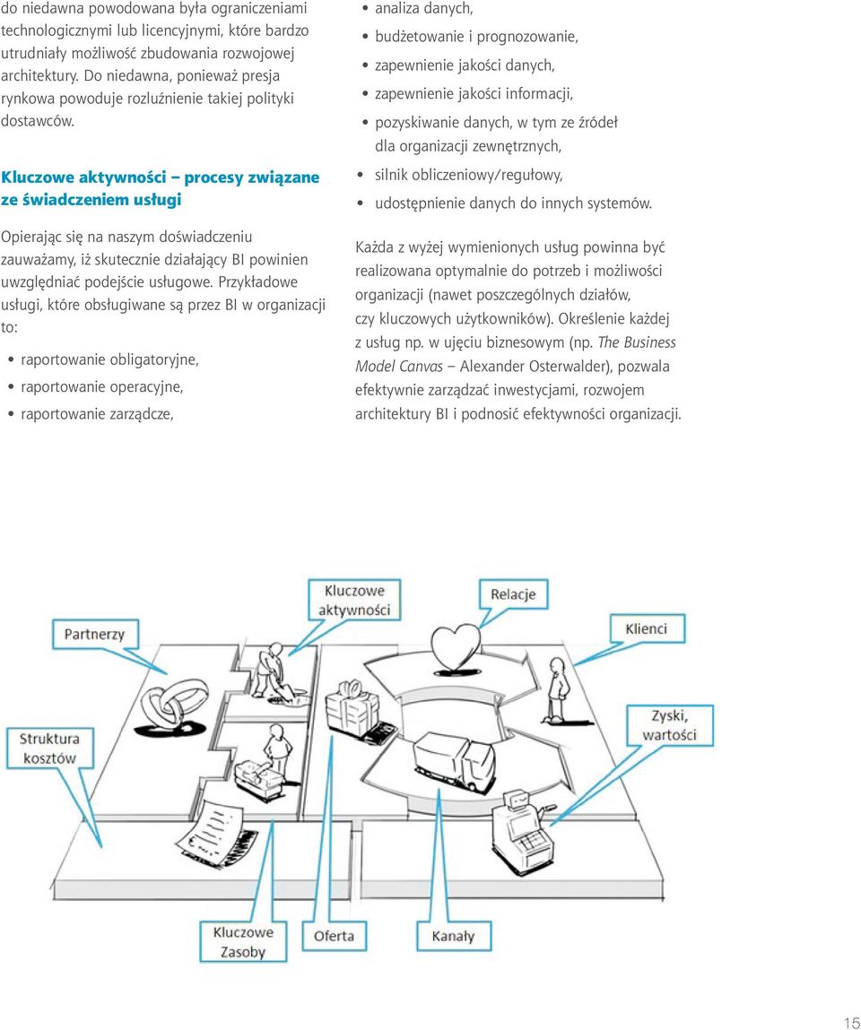 Kluczowe aktywności procesy związane ze świadczeniem usługi Opierając się na naszym doświadczeniu zauważamy, iż skutecznie działający BI powinien uwzględniać podejście usługowe.
