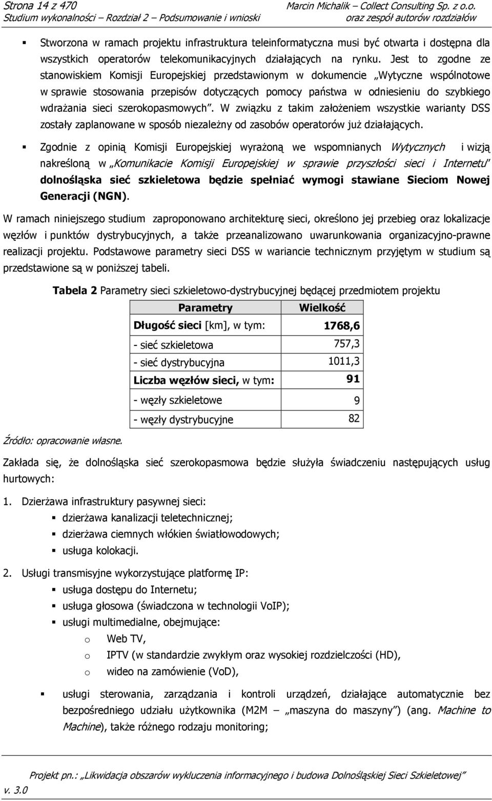 sieci szerokopasmowych. W związku z takim załoŝeniem wszystkie warianty DSS zostały zaplanowane w sposób niezaleŝny od zasobów operatorów juŝ działających.