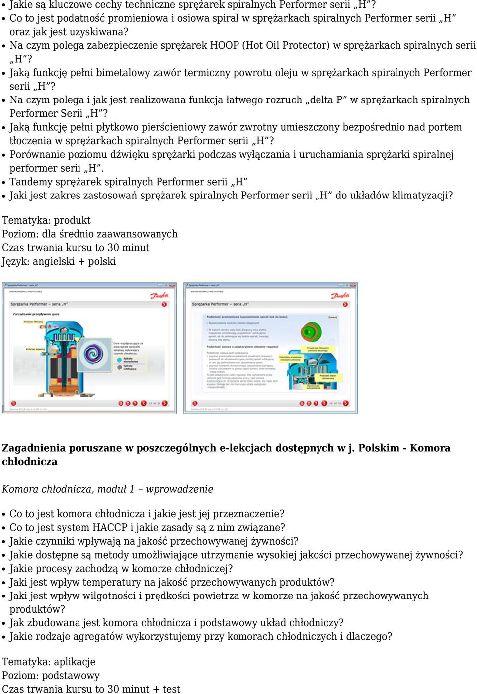 Jaką funkcję pełni bimetalowy zawór termiczny powrotu oleju w sprężarkach spiralnych Performer serii H?