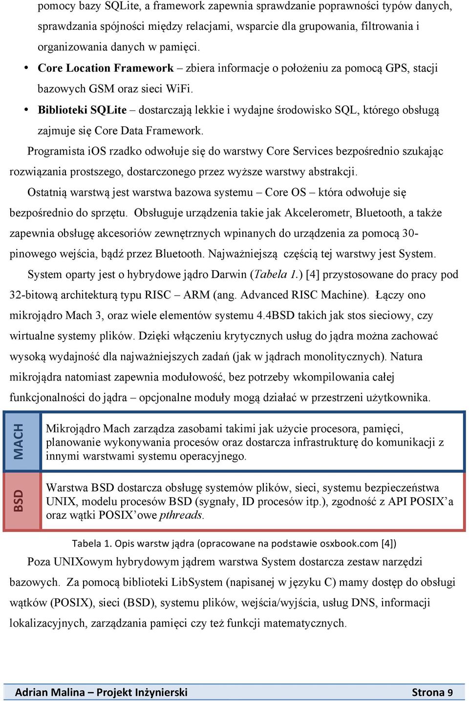 Biblioteki SQLite dostarczają lekkie i wydajne środowisko SQL, którego obsługą zajmuje się Core Data Framework.