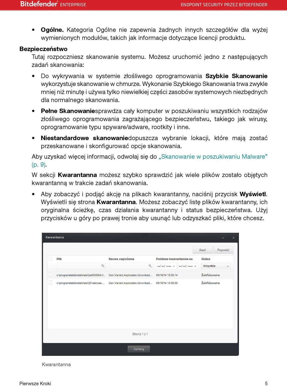 Wykonanie Szybkiego Skanowania trwa zwykle mniej niż minutę i używa tylko niewielkiej części zasobów systemowych niezbędnych dla normalnego skanowania.