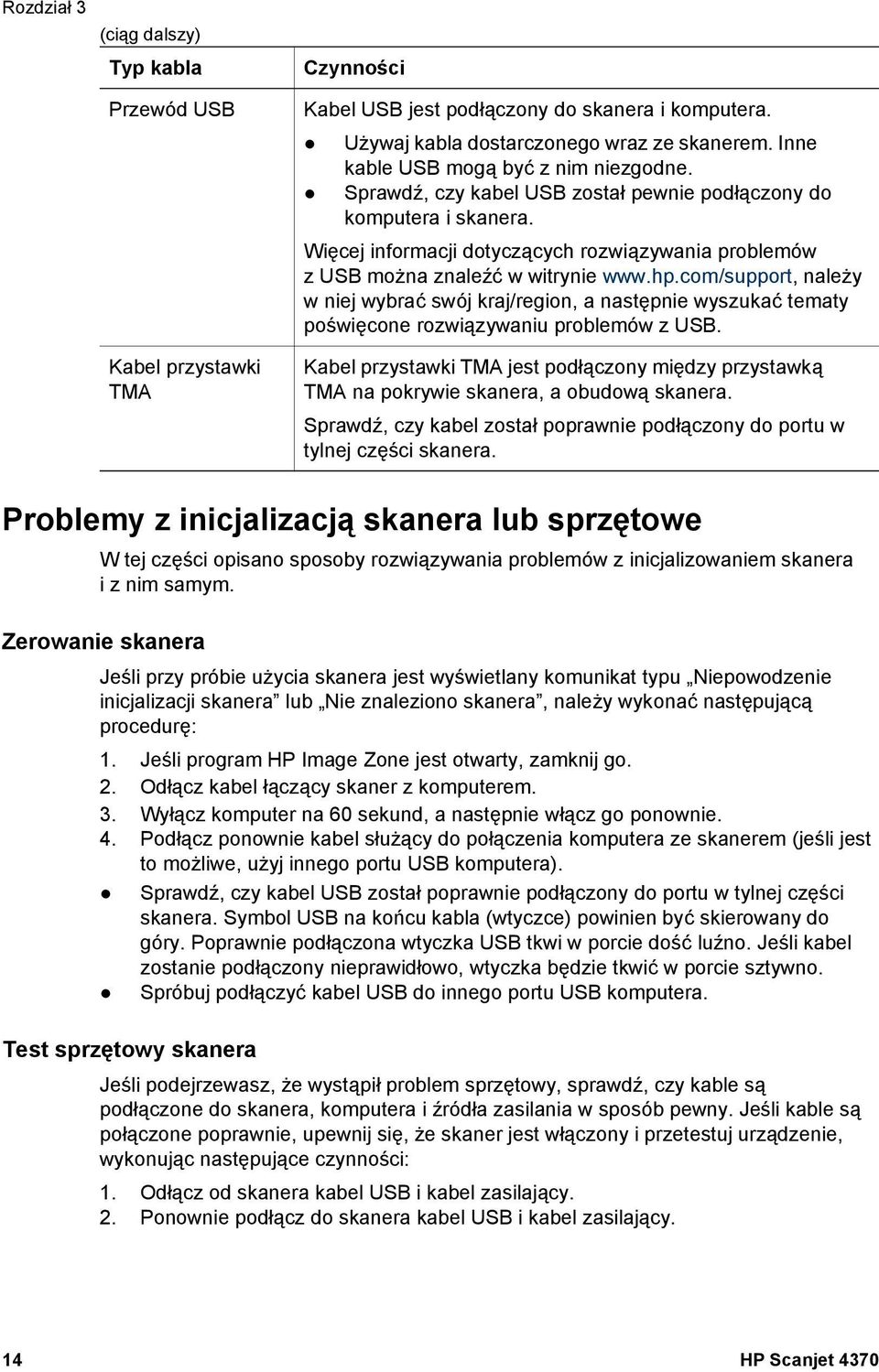 Więcej informacji dotyczących rozwiązywania problemów z USB można znaleźć w witrynie www.hp.