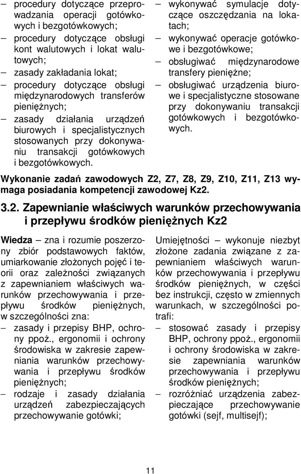 wykonywać symulacje dotyczące oszczędzania na lokatach; wykonywać operacje gotówkowe i bezgotówkowe; obsługiwać międzynarodowe transfery pieniężne; obsługiwać urządzenia biurowe i specjalistyczne