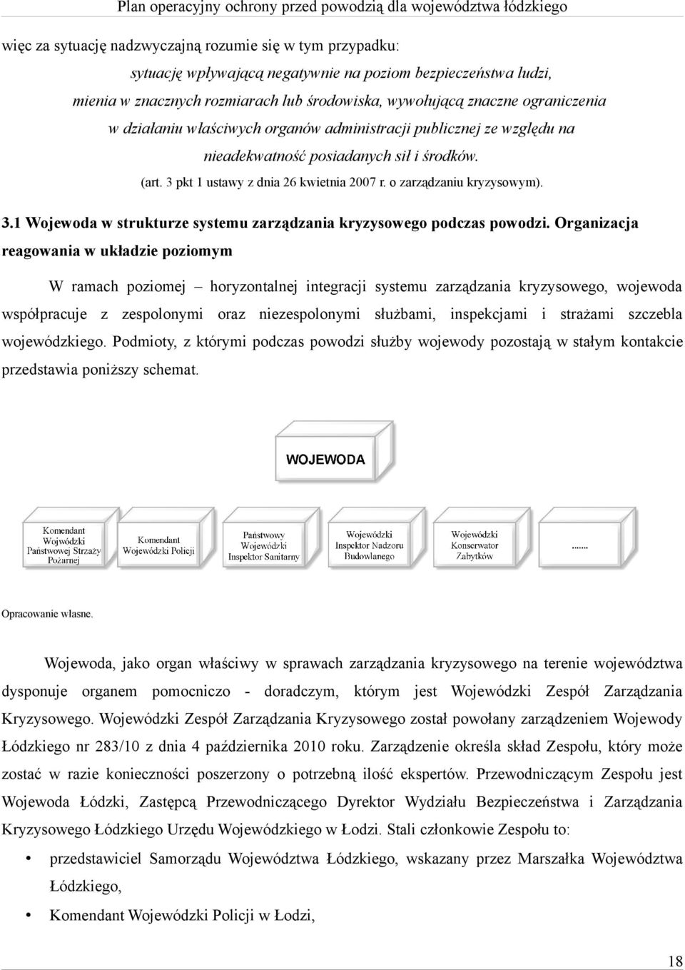 . Wojewoda w strukturze systemu zarządzania kryzysowego podczas powodzi.