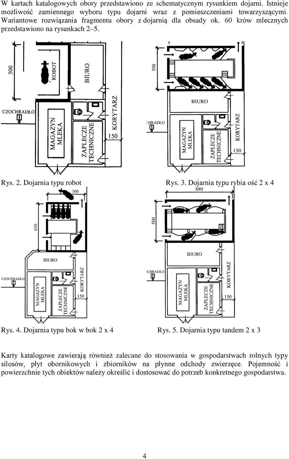 Dojarnia typu rybia ość 2 x 4 Rys. 4. Dojarnia typu bok w bok 2 x 4 Rys. 5.