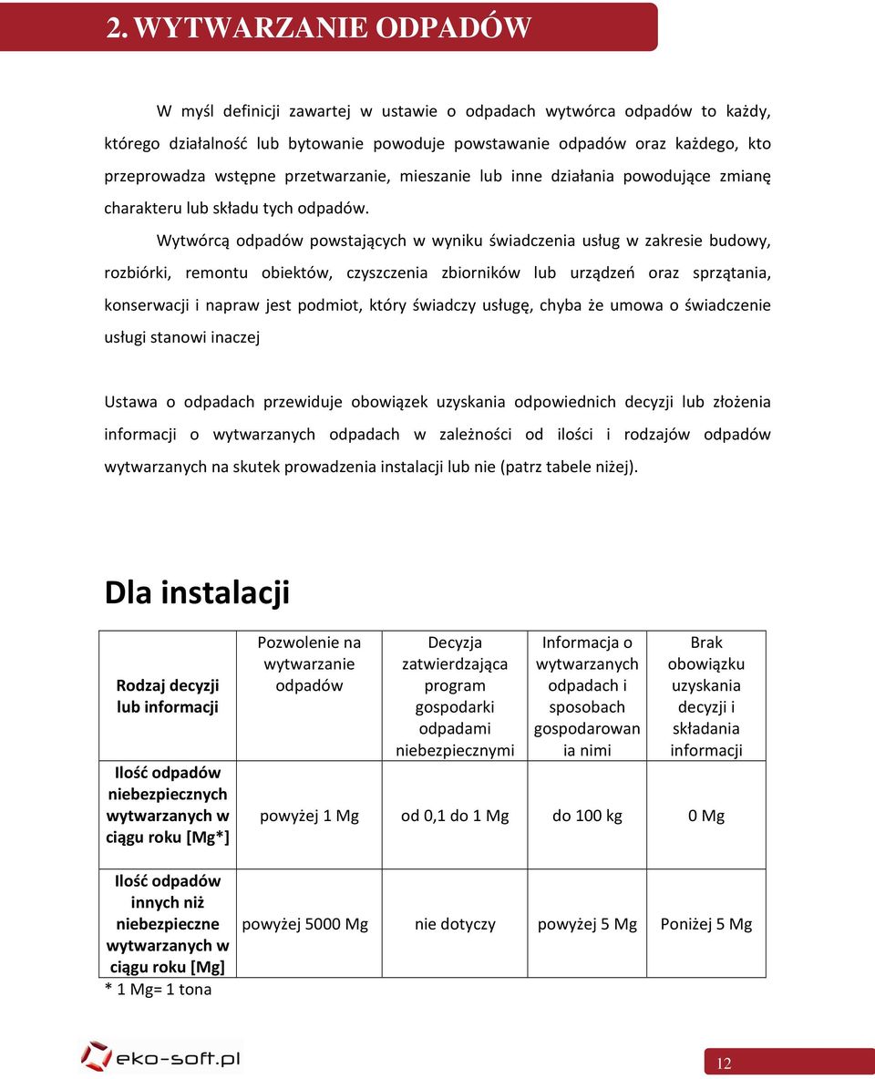 Wytwórcą odpadów powstających w wyniku świadczenia usług w zakresie budowy, rozbiórki, remontu obiektów, czyszczenia zbiorników lub urządzeń oraz sprzątania, konserwacji i napraw jest podmiot, który