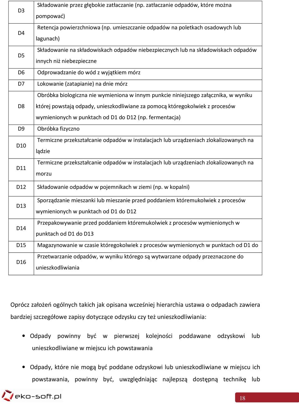 mórz Lokowanie (zatapianie) na dnie mórz Obróbka biologiczna nie wymieniona w innym punkcie niniejszego załącznika, w wyniku której powstają odpady, unieszkodliwiane za pomocą któregokolwiek z