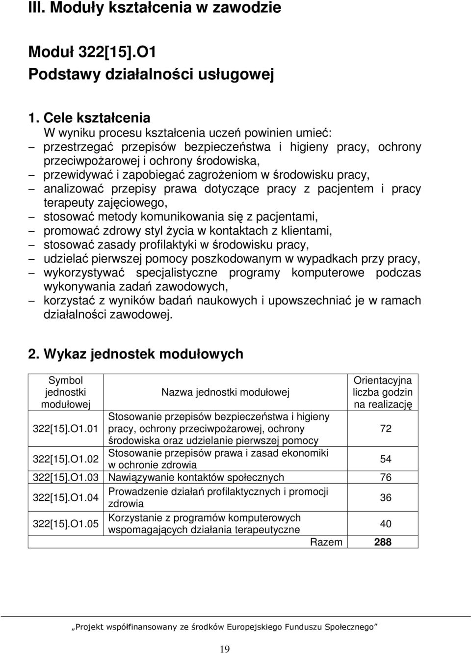 zagroŝeniom w środowisku pracy, analizować przepisy prawa dotyczące pracy z pacjentem i pracy terapeuty zajęciowego, stosować metody komunikowania się z pacjentami, promować zdrowy styl Ŝycia w