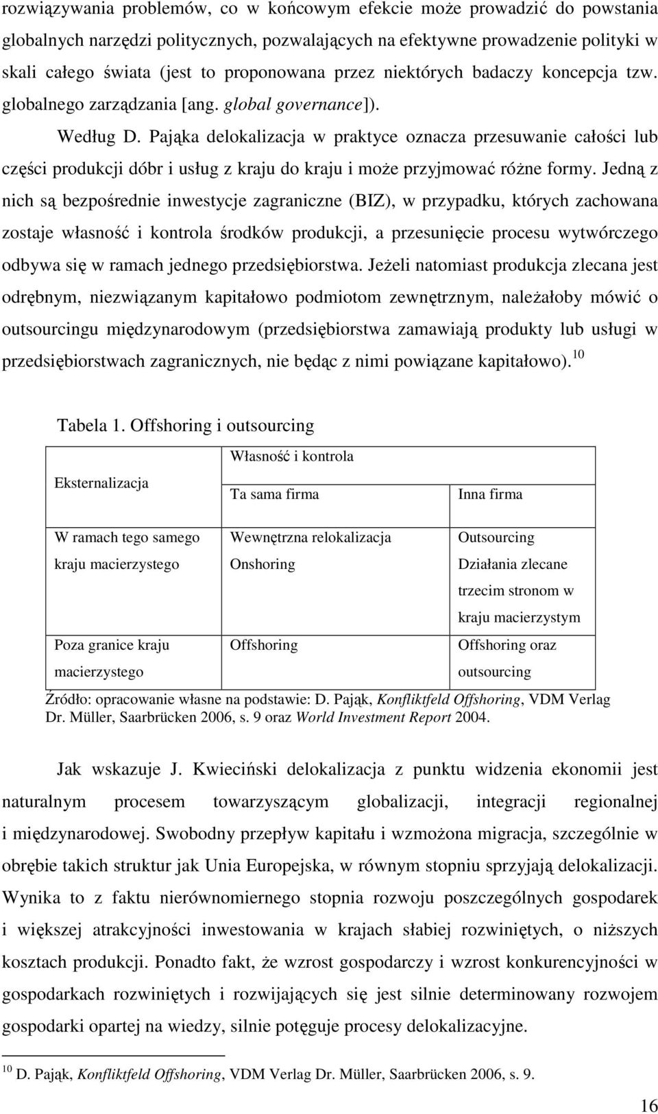 Pająka delokalizacja w praktyce oznacza przesuwanie całości lub części produkcji dóbr i usług z kraju do kraju i moŝe przyjmować róŝne formy.