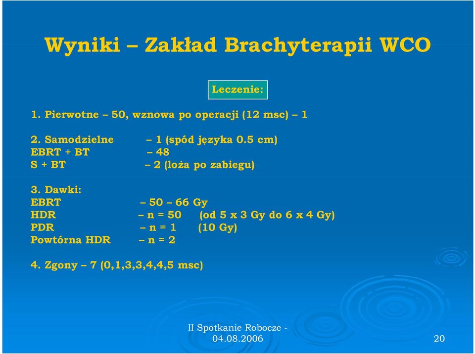 5 cm) EBRT + BT 48 S + BT 2 (loża po zabiegu) 3.