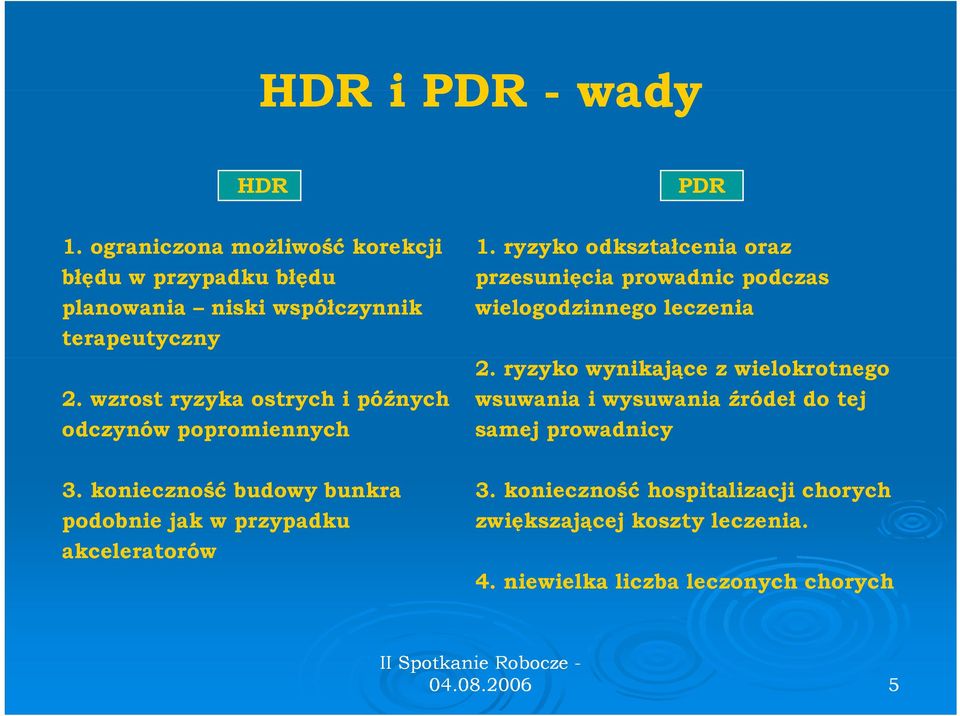 ryzyko odkształcenia oraz przesunięcia prowadnic podczas wielogodzinnego leczenia 2.