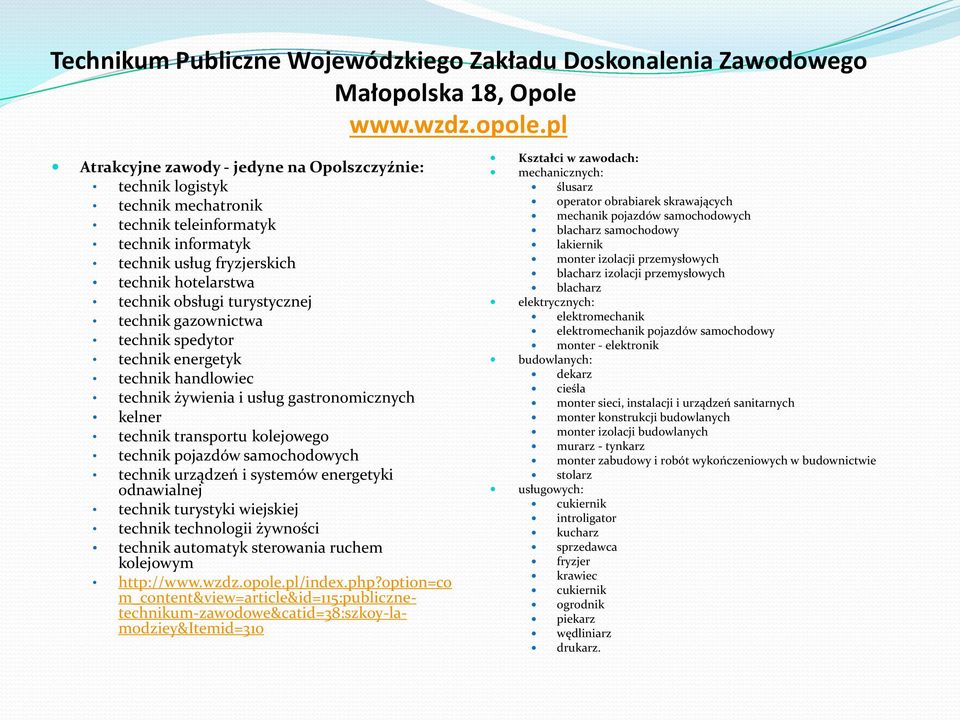 turystycznej technik gazownictwa technik spedytor technik energetyk technik handlowiec technik żywienia i usług gastronomicznych kelner technik transportu kolejowego technik pojazdów samochodowych