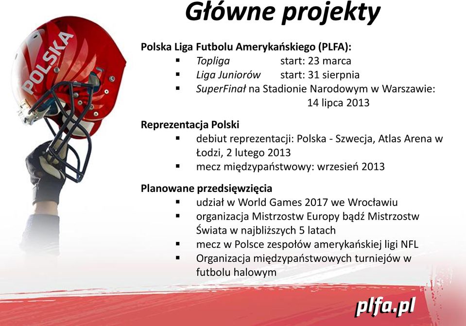 międzypaństwowy: wrzesień 2013 Planowane przedsięwzięcia udział w World Games 2017 we Wrocławiu organizacja Mistrzostw Europy bądź