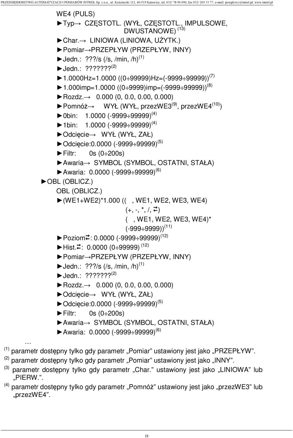 0000 (-9999 99999) (4) 1bin: 1.0000 (-9999 99999) (4) Odci cie WYŁ (WYŁ, ZAŁ) Odci cie:0.0000 (-9999 99999) (5) Filtr: 0s (0 200s) Awaria SYMBOL (SYMBOL, OSTATNI, STAŁA) Awaria: 0.