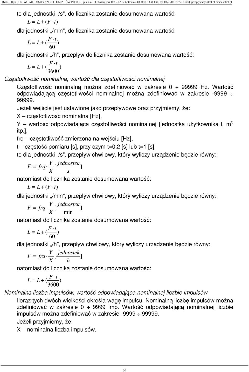 Warto odpowiadaj c cz stotliwo ci nominalnej mo na zdefiniowa w zakresie -9999 99999.