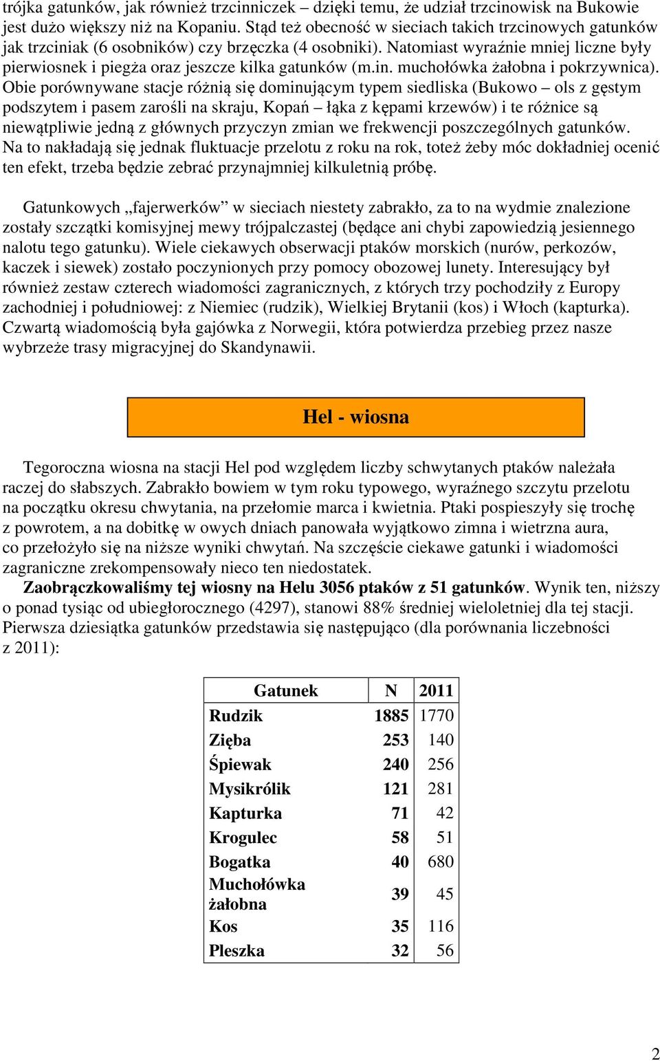 Natomiast wyraźnie mniej liczne były pierwiosnek i piegża oraz jeszcze kilka gatunków (m.in. muchołówka żałobna i pokrzywnica).