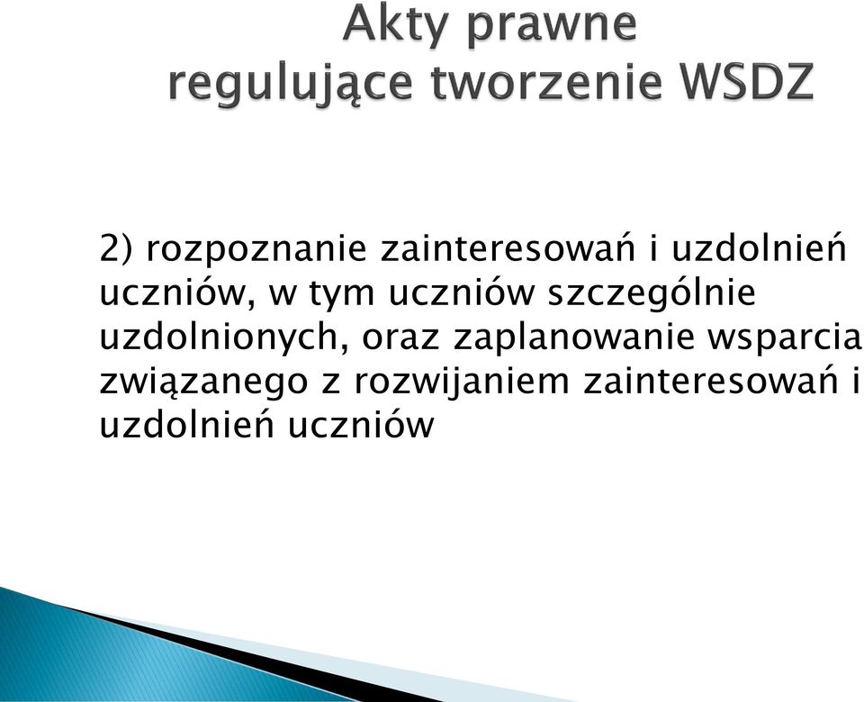 uzdolnionych, oraz zaplanowanie wsparcia