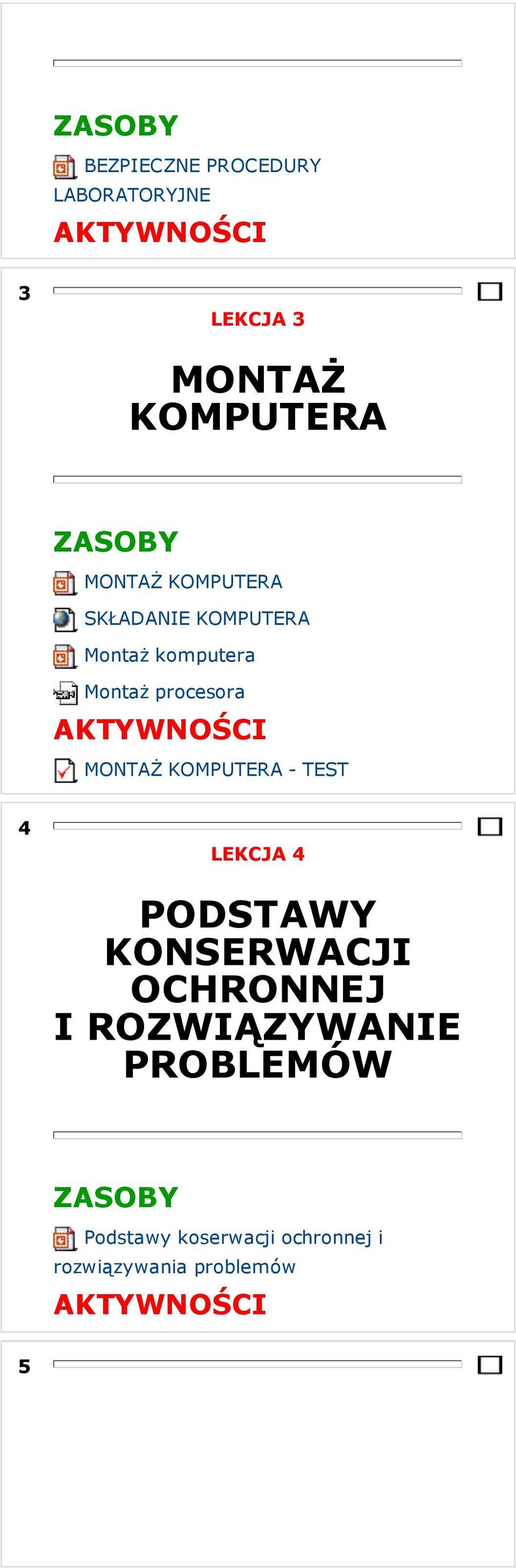 KOMPUTERA - TEST 4 LEKCJA 4 PODSTAWY KONSERWACJI OCHRONNEJ I