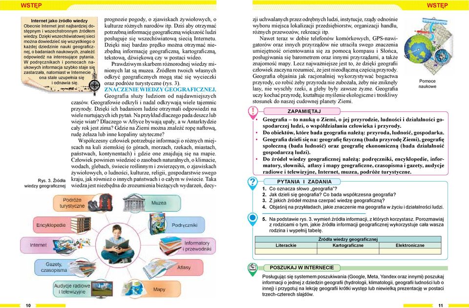 W podręcznikach i pomocach naukowych informacja szybko staje się zastarzała, natomiast w Internecie ona stale uzupełnia się i odnawia się. Rys. 3.