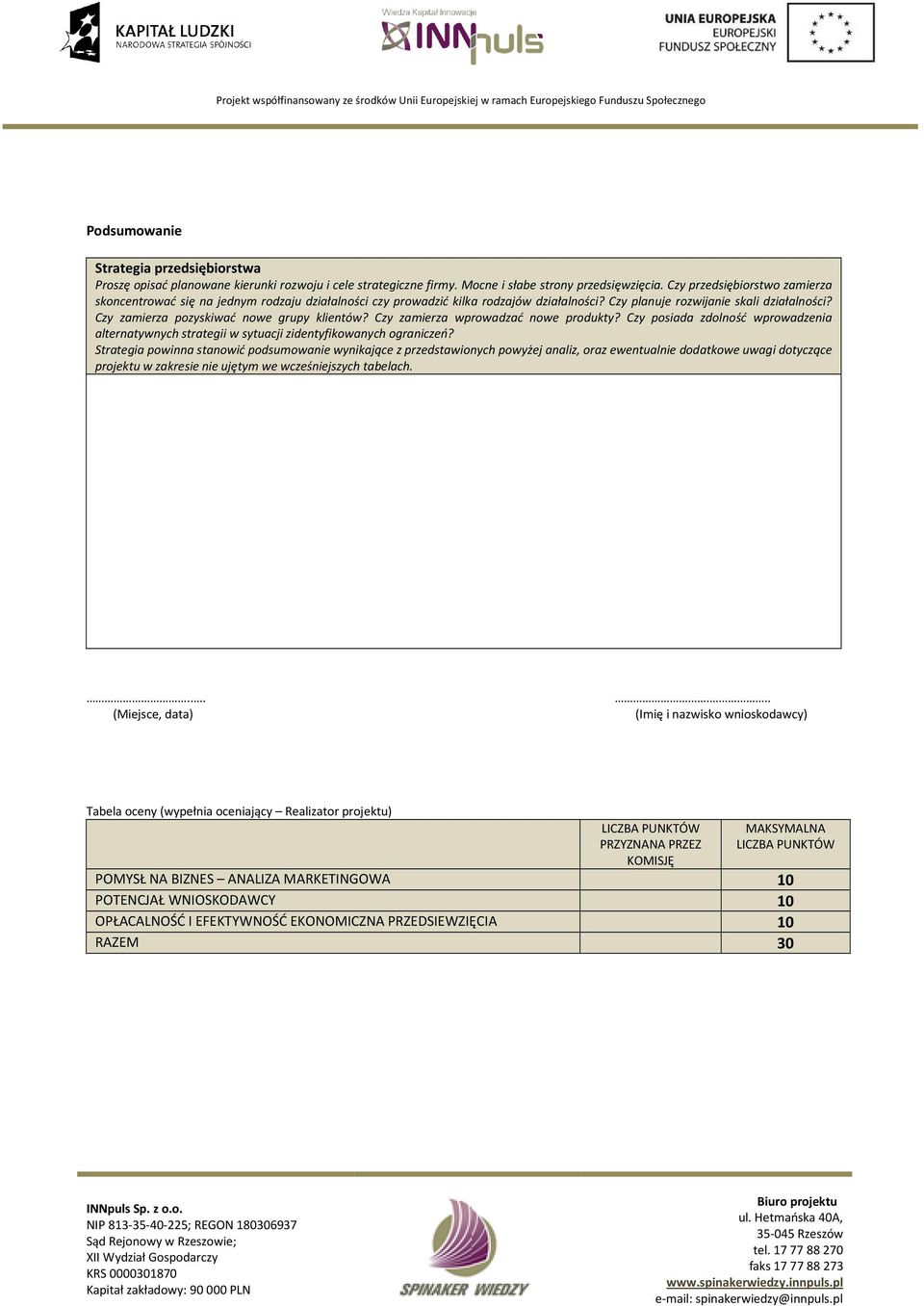 Czy zamierza pozyskiwać nowe grupy klientów? Czy zamierza wprowadzać nowe produkty? Czy posiada zdolność wprowadzenia alternatywnych strategii w sytuacji zidentyfikowanych ograniczeń?
