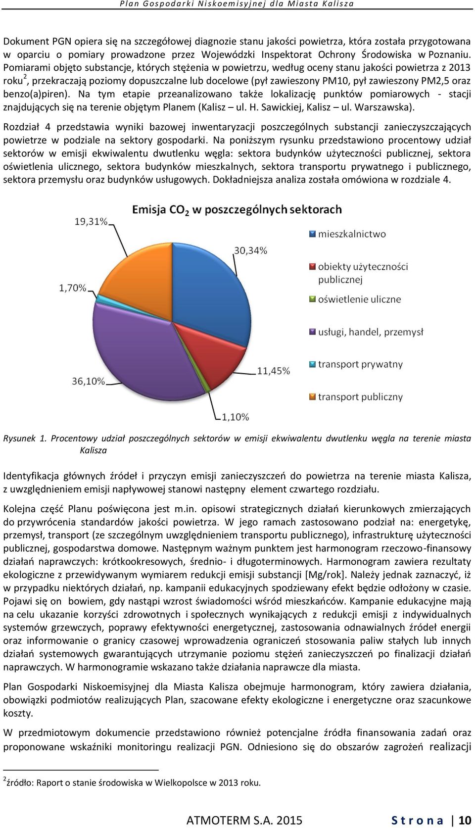 PM2,5 oraz benzo(a)piren). Na tym etapie przeanalizowano także lokalizację punktów pomiarowych - stacji znajdujących się na terenie objętym Planem (Kalisz ul. H. Sawickiej, Kalisz ul. Warszawska).