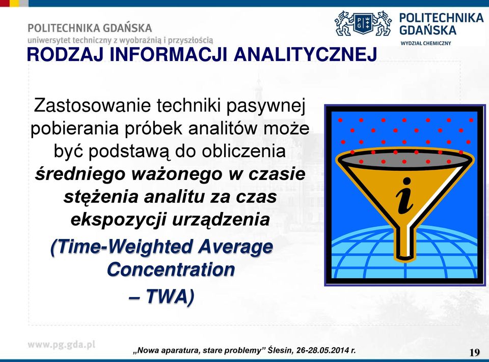 obliczenia średniego ważonego w czasie stężenia analitu za