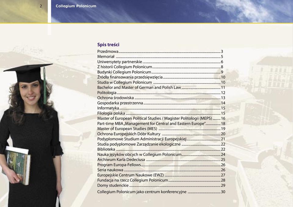 ..16 Part-time MBA Management for Central and Eastern Europe...18 Master of European Studies (MES)...19 Ochrona Europejskich Dóbr Kultury...20 Podyplomowe Studium Administracji Europejskiej.