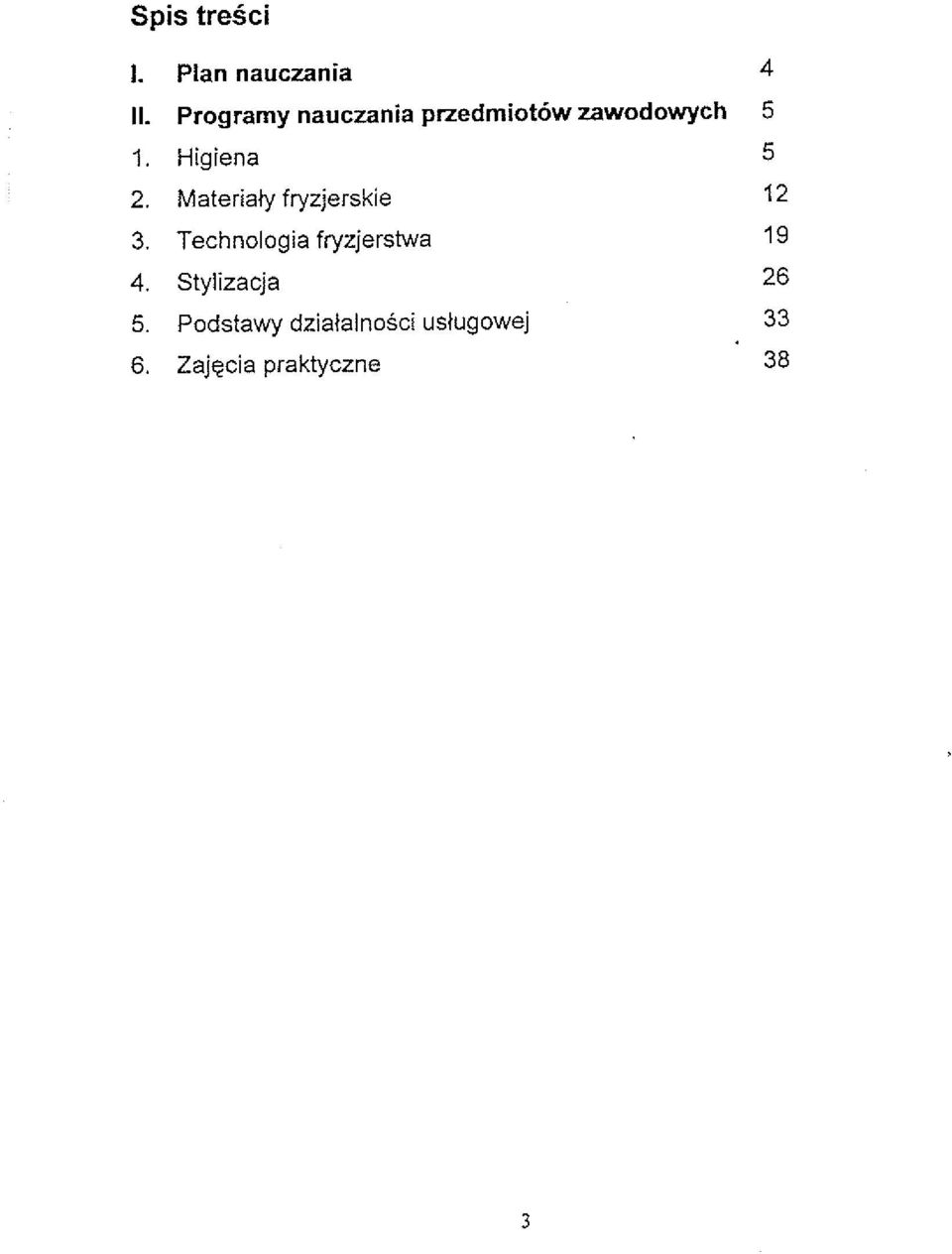 Higiena 2. Materialy fryzjerskie 3.