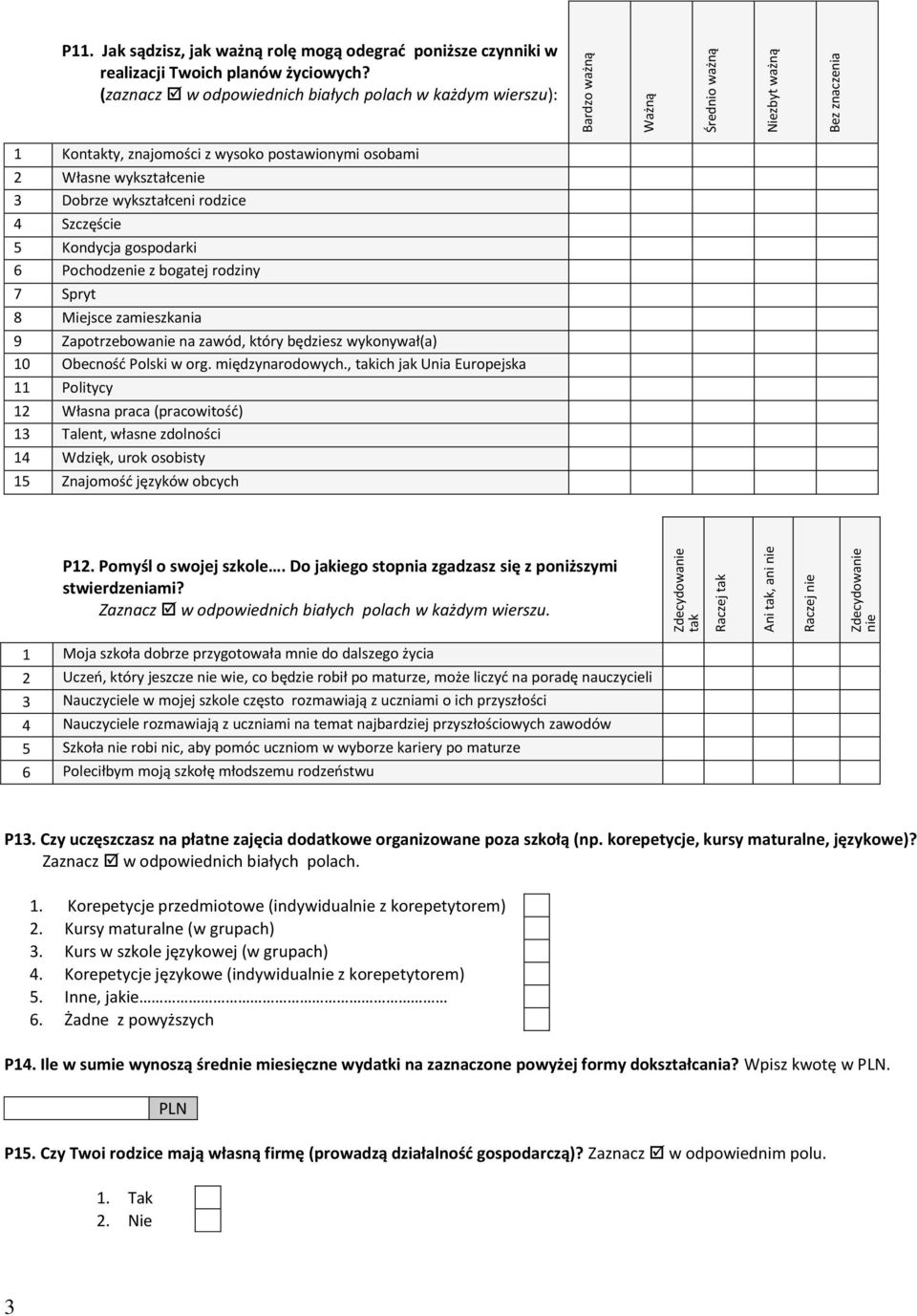 1 Kontakty, znajomości z wysoko postawionymi osobami 2 Własne wykształcenie 3 Dobrze wykształceni rodzice 4 Szczęście 5 Kondycja gospodarki 6 Pochodzenie z bogatej rodziny 7 Spryt 8 Miejsce