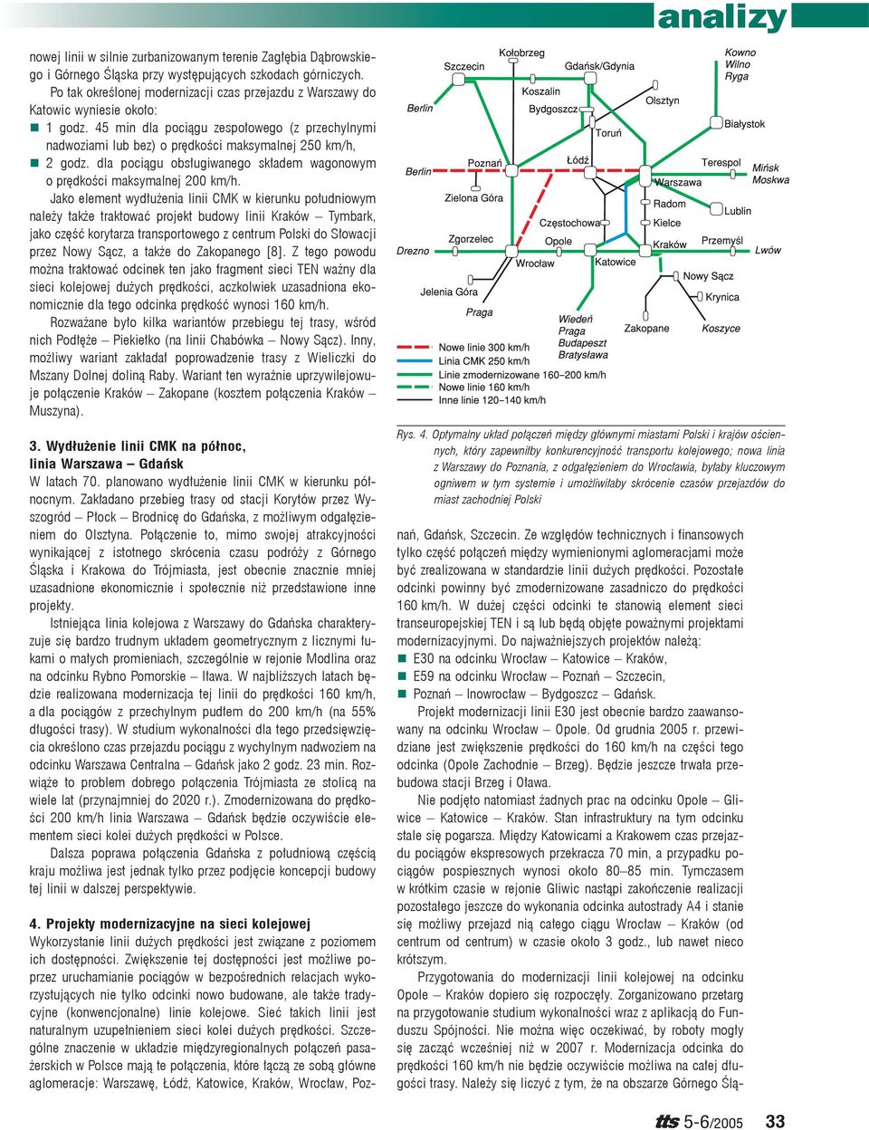 dla pociągu obsługiwanego składem wagonowym o prędkości maksymalnej 200 km/h.