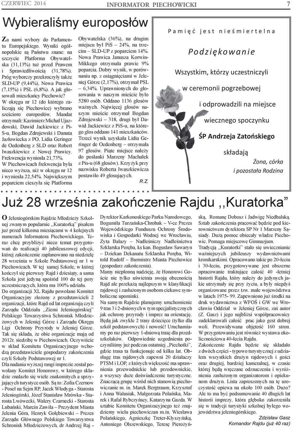 W okręgu nr 12 (do którego zaliczają się Piechowice) wybrano sześcioro europosłów.