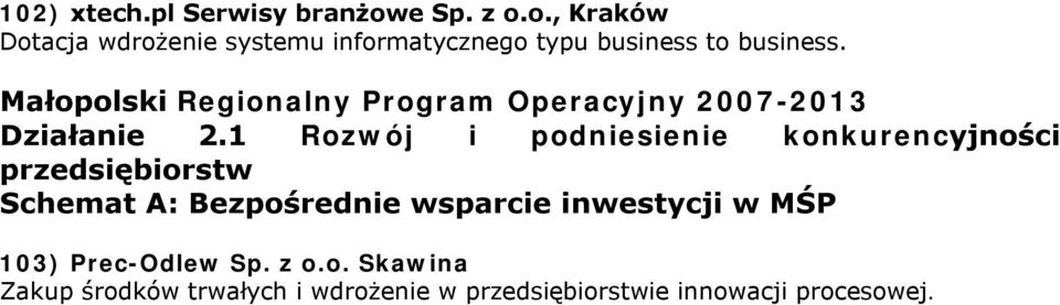Małopolski Regionalny Program Operacyjny 2007-2013 Działanie 2.