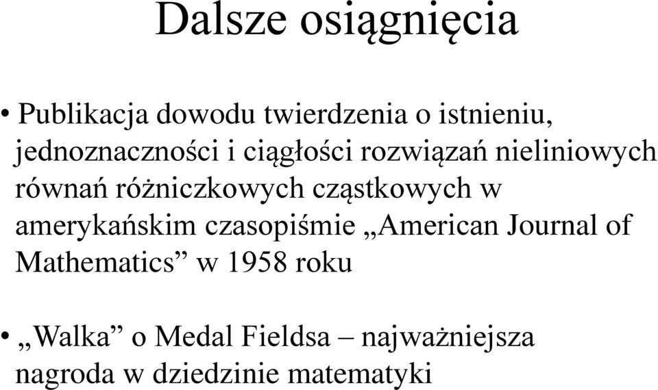 różniczkowych cząstkowych w amerykańskim czasopiśmie American Journal