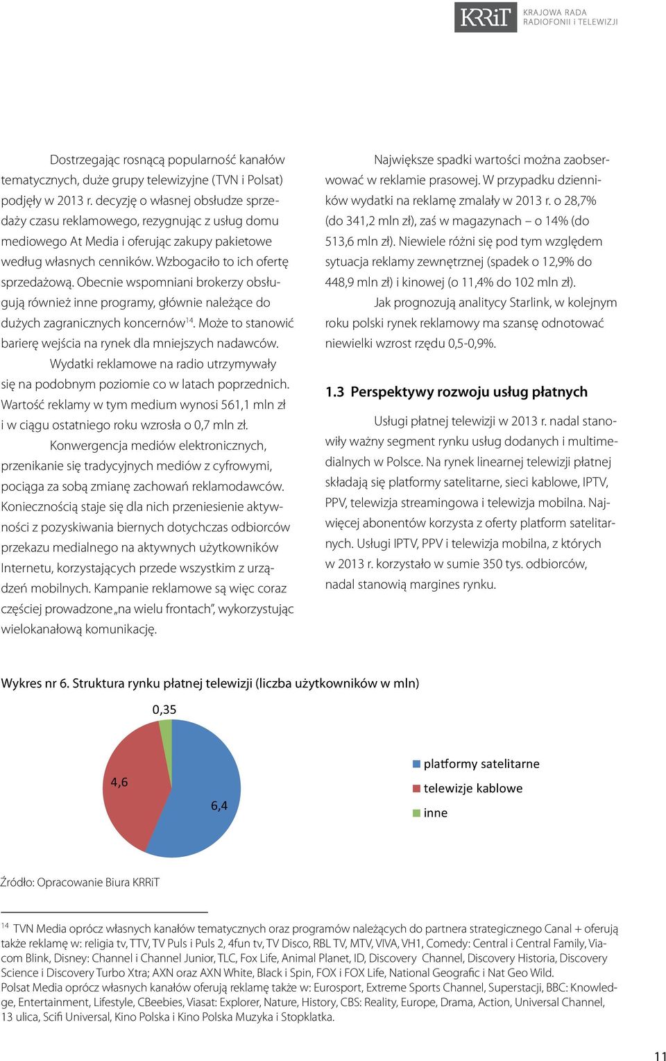 Obecnie wspomniani brokerzy obsługują również inne programy, głównie należące do dużych zagranicznych koncernów 14. Może to stanowić barierę wejścia na rynek dla mniejszych nadawców.