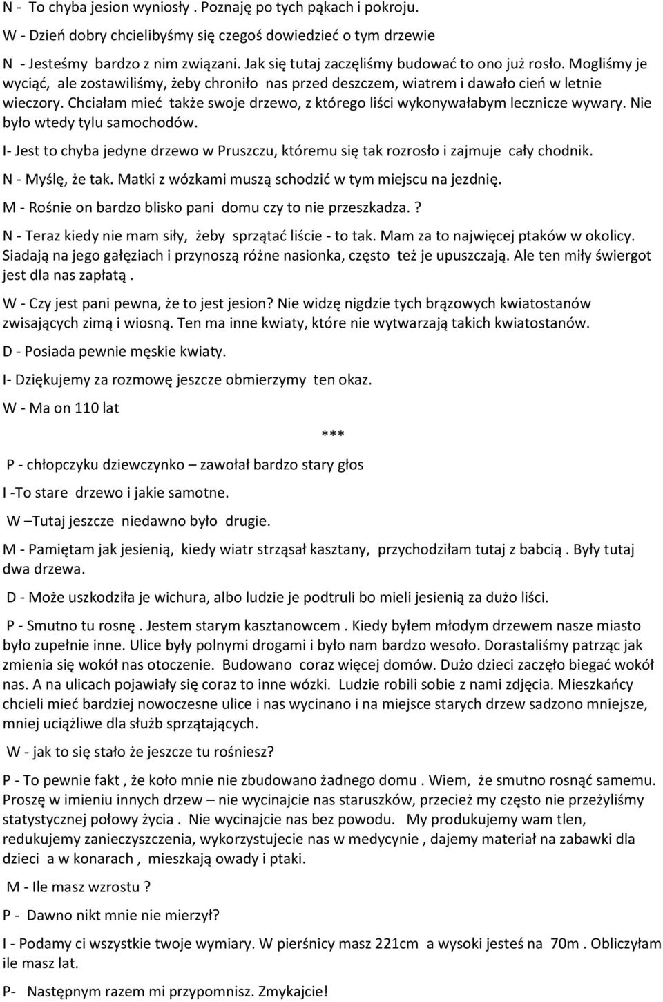 Chciałam mieć także swoje drzewo, z którego liści wykonywałabym lecznicze wywary. Nie było wtedy tylu samochodów.