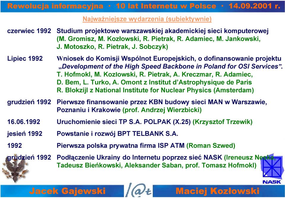 Kozłowski, R. Pietrak, A. Kreczmar, R. Adamiec, D. Bem, L. Turko, A. Omont z Institut d Astrophysique de Paris R.