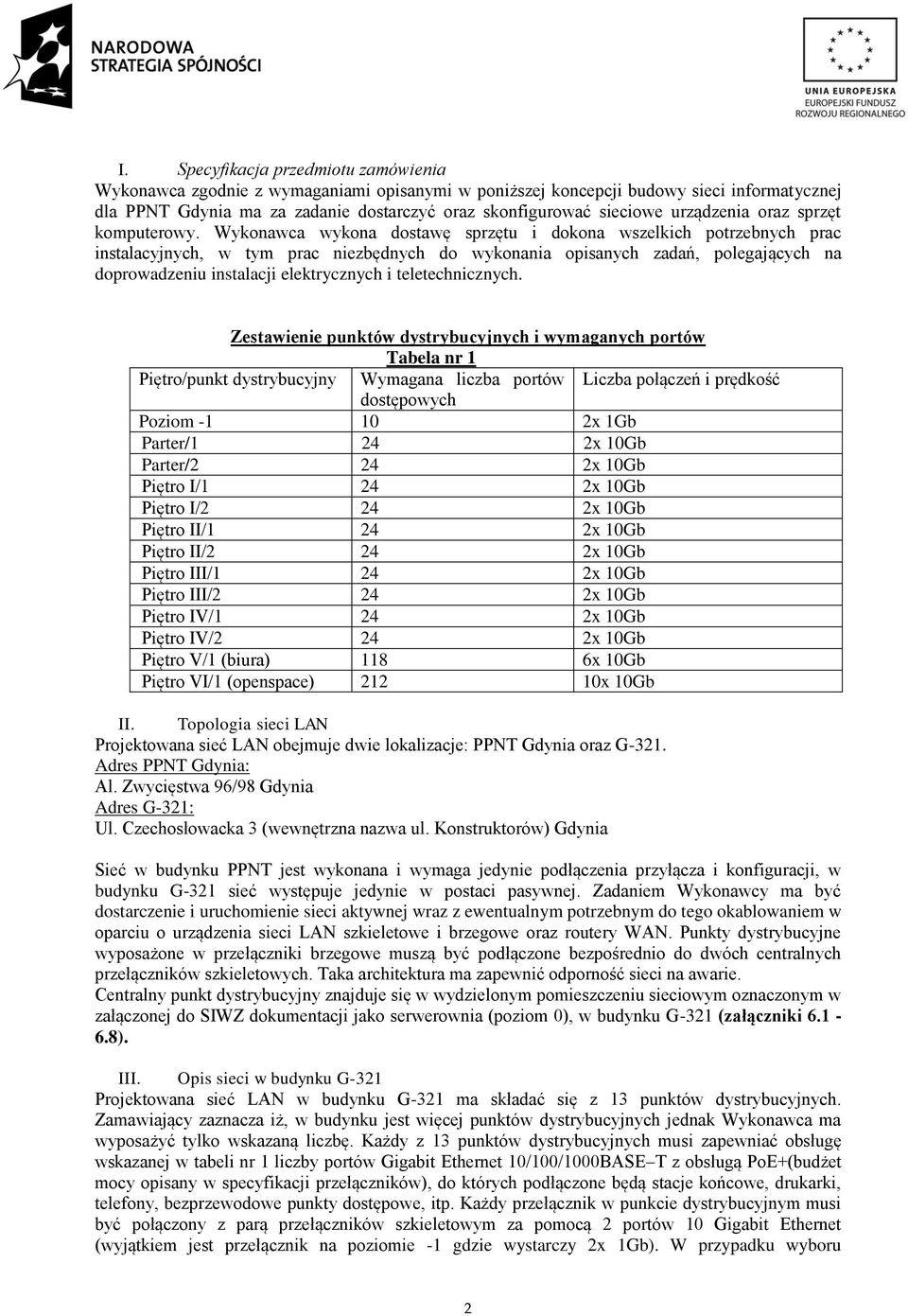 Wykonawca wykona dostawę sprzętu i dokona wszelkich potrzebnych prac instalacyjnych, w tym prac niezbędnych do wykonania opisanych zadań, polegających na doprowadzeniu instalacji elektrycznych i