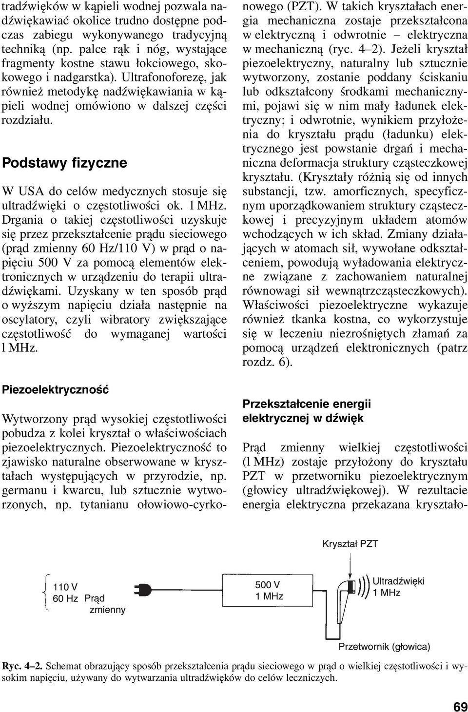 Podstawy fizyczne W USA do celów medycznych stosuje się ultradźwięki o częstotliwości ok. l MHz.