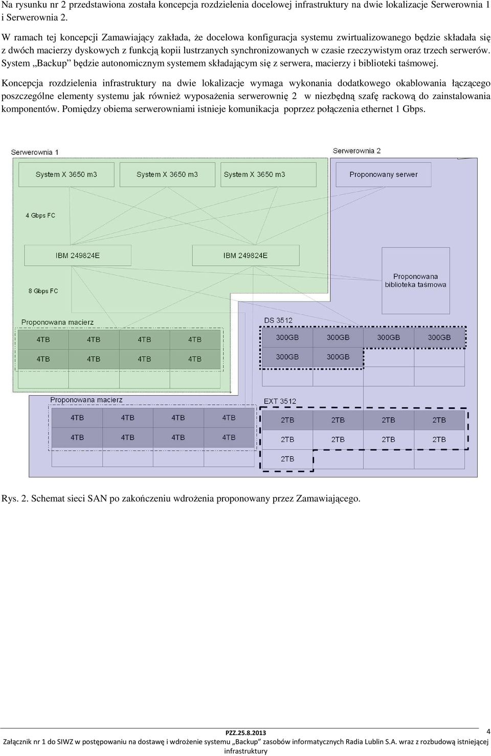 rzeczywistym oraz trzech serwerów. System Backup będzie autonomicznym systemem składającym się z serwera, macierzy i biblioteki taśmowej.