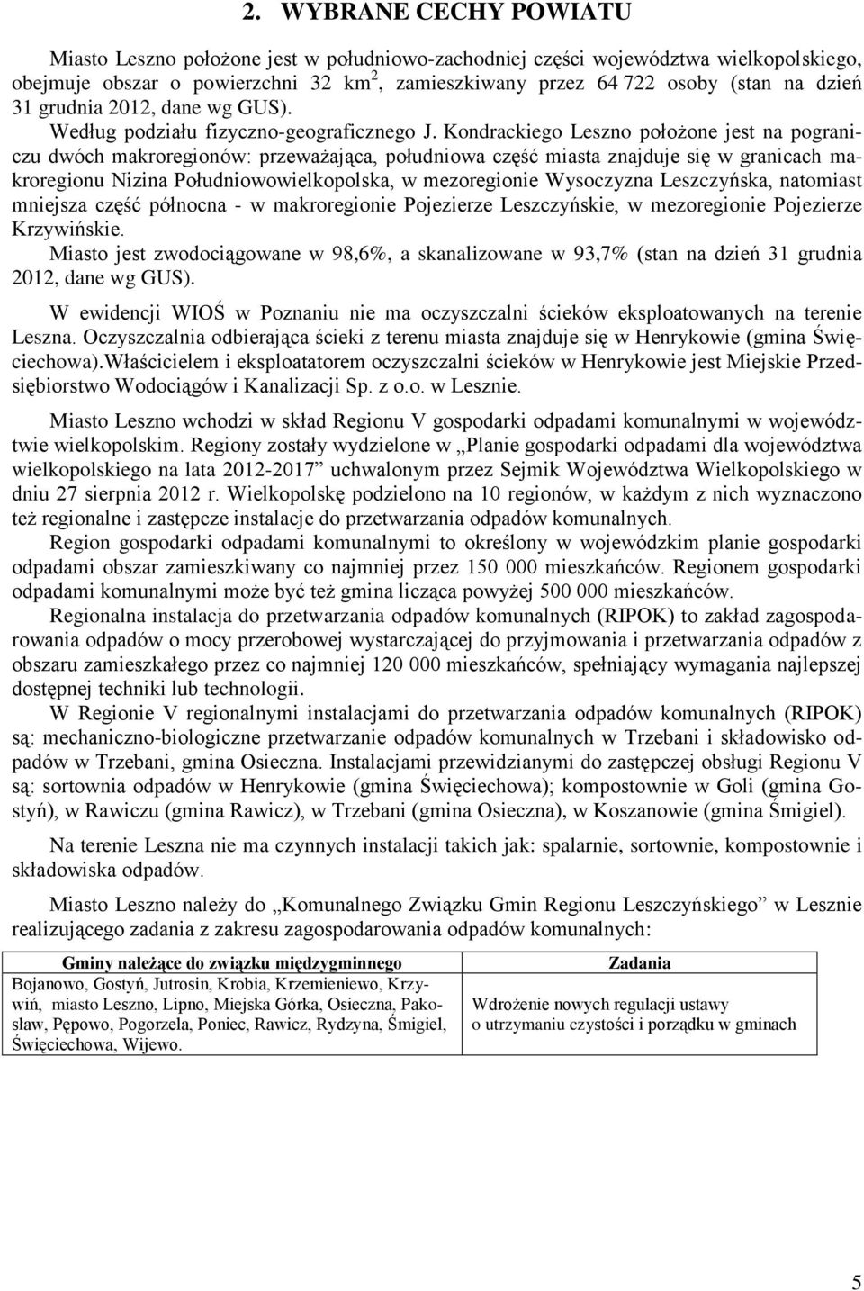 Kondrackiego Leszno położone jest na pograniczu dwóch makroregionów: przeważająca, południowa część miasta znajduje się w granicach makroregionu Nizina Południowowielkopolska, w mezoregionie