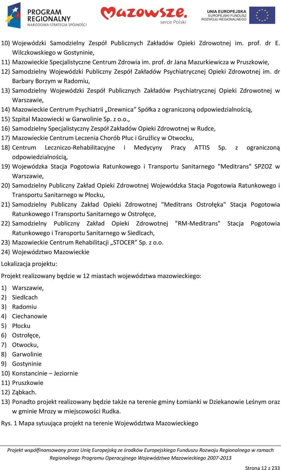 dr Jana Mazurkiewicza w Pruszkowie, 12) Samodzielny Wojewódzki Publiczny Zespół Zakładów Psychiatrycznej Opieki Zdrowotnej im.