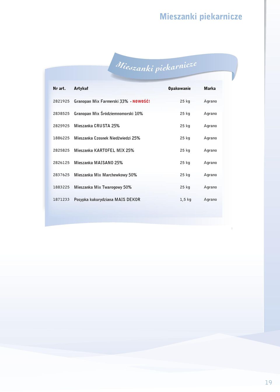 Niedźwiedzi 25% Agrano 2825825 Mieszanka KARTOFEL MIX 25% Agrano 2826125 Mieszanka MAISANO 25% Agrano 2837625 Mieszanka