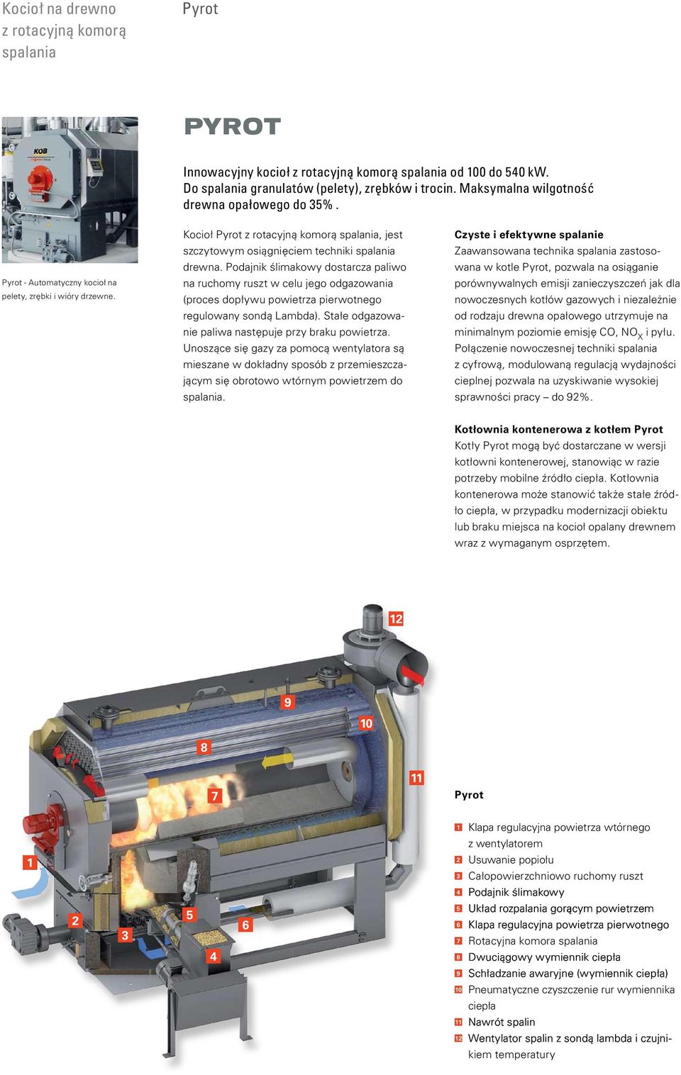 Kocioł Pyrot z rotacyjną komorą spalania, jest szczytowym osiągnięciem techniki spalania drewna.