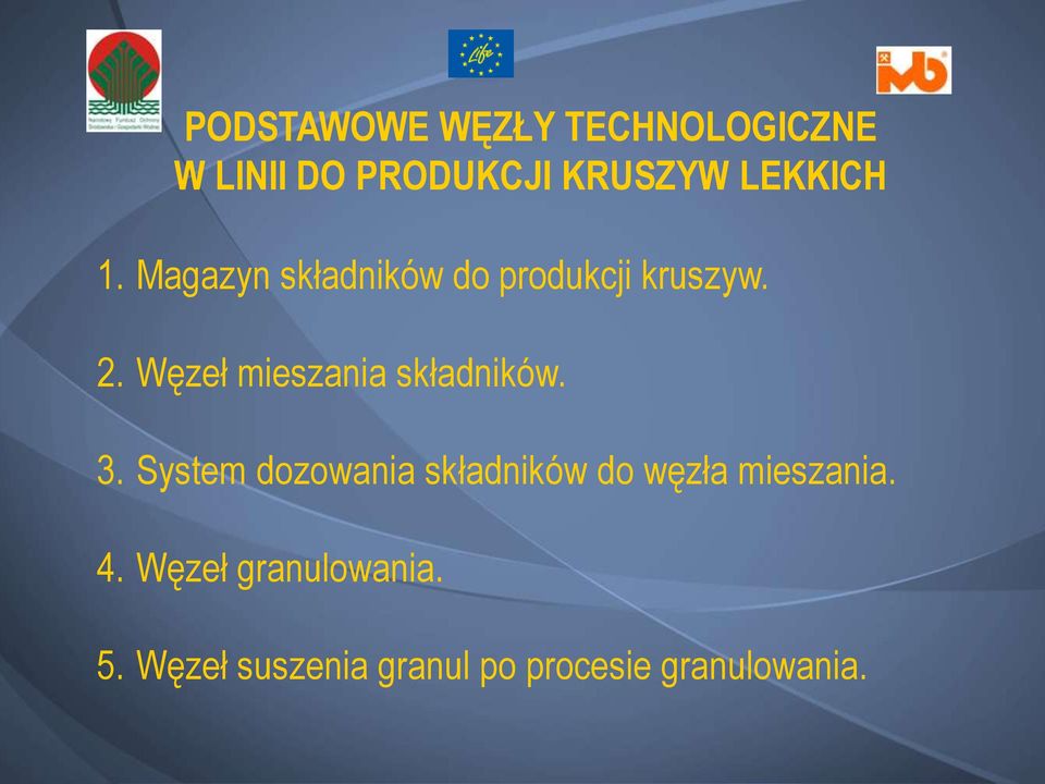 Węzeł mieszania składników. 3.