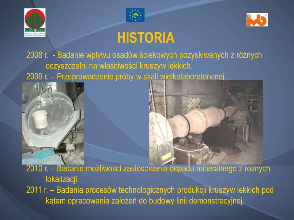 lekkich. 2009 r. Przeprowadzenie próby w skali wielkolaboratoryjnej. 2010 r.