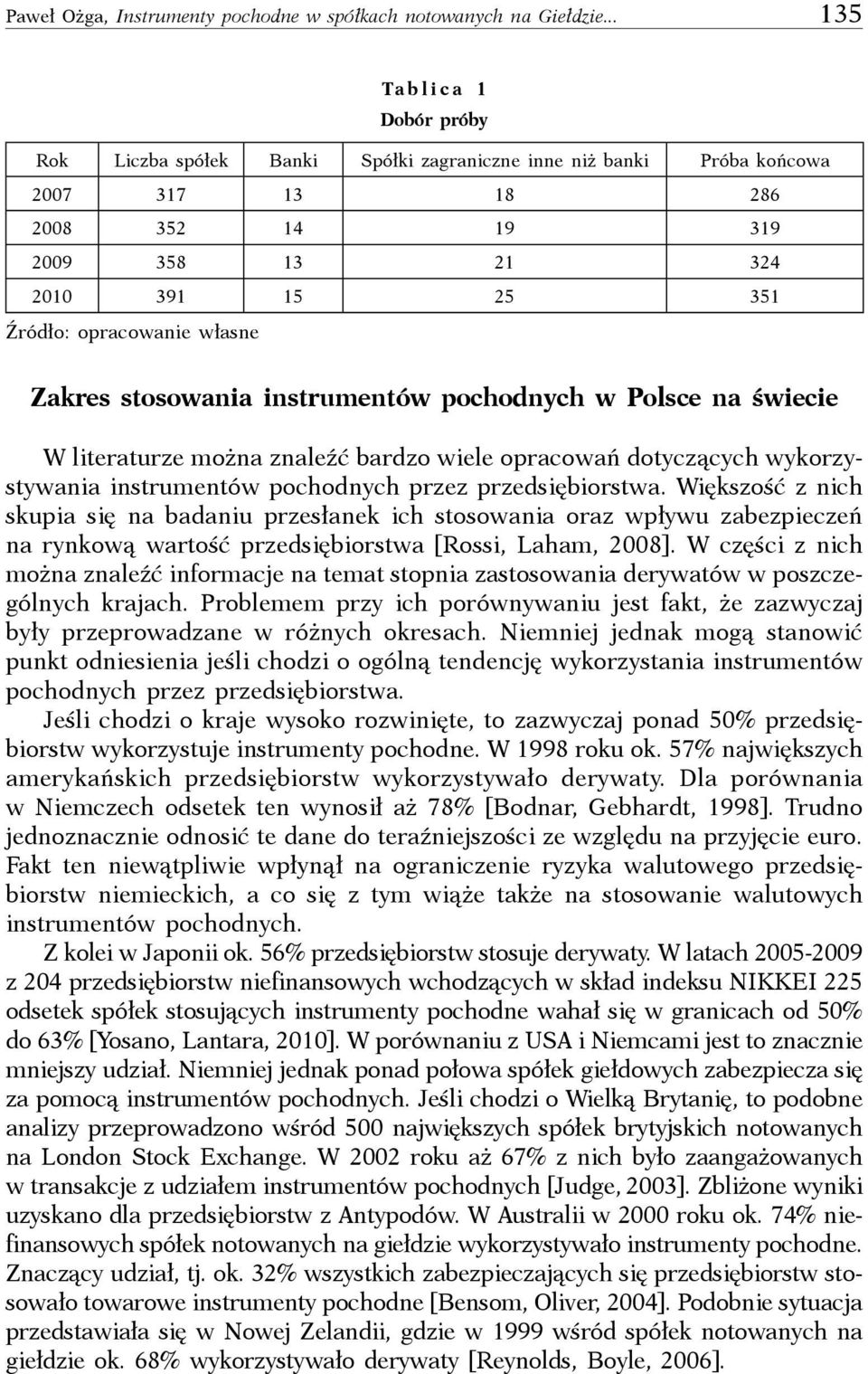 własne Zakres stosowania instrumentów pochodnych w Polsce na świecie W literaturze można znaleźć bardzo wiele opracowań dotyczących wykorzystywania instrumentów pochodnych przez przedsiębiorstwa.