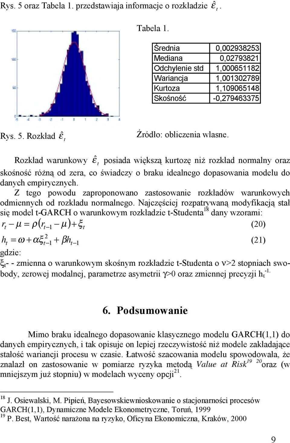 Z ego powodu zaproponowano zasosowanie rozkładów warunkowych odmiennych od rozkladu normalnego.