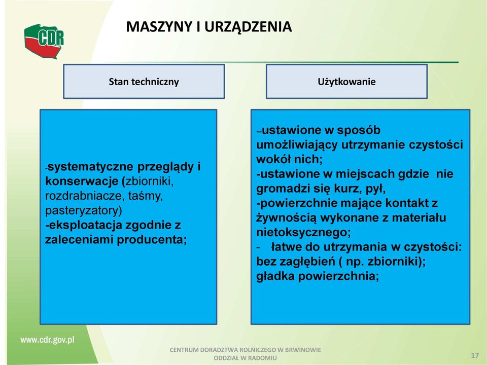 -ustawione w miejscach gdzie nie gromadzi się kurz, pył, -powierzchnie mające kontakt z żywnością wykonane z materiału nietoksycznego;