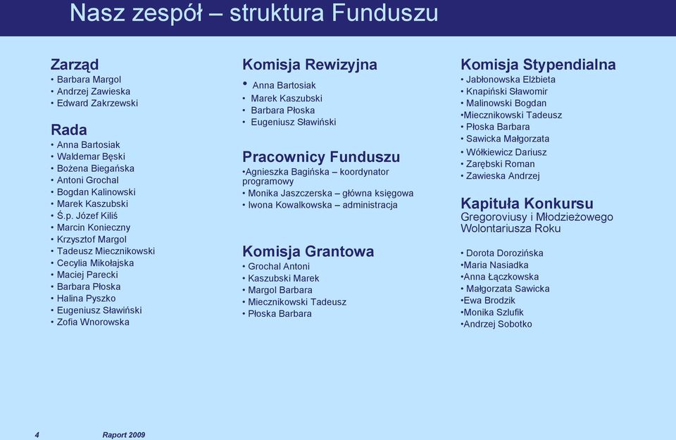 Józef Kiliś Marcin Konieczny Krzysztof Margol Tadeusz Miecznikowski Cecylia Mikołajska Maciej Parecki Barbara Płoska Halina Pyszko Eugeniusz Sławiński Zofia Wnorowska Komisja Rewizyjna Anna Bartosiak