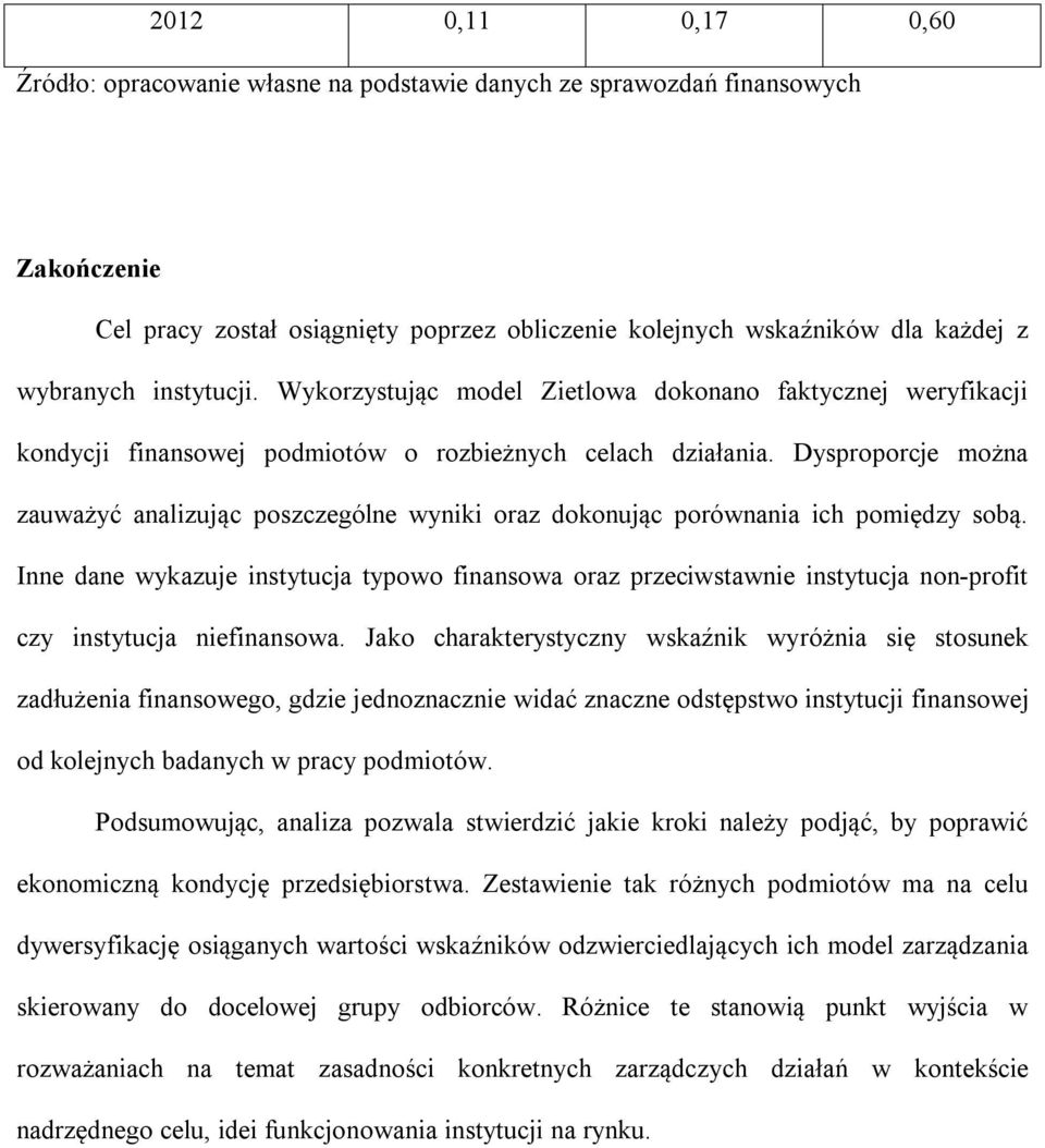 Dysproporcje można zauważyć analizując poszczególne wyniki oraz dokonując porównania ich pomiędzy sobą.